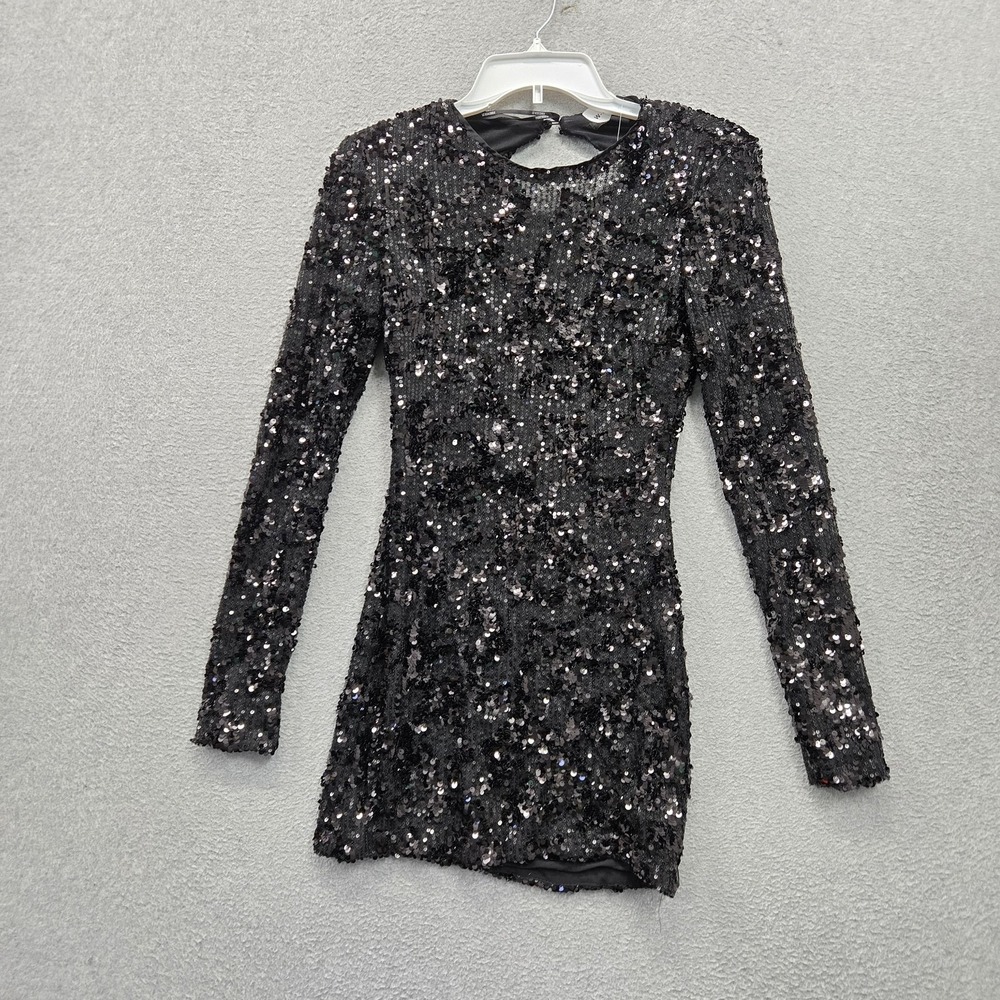 Forever 21 Women Dress S Black Mini Bodycon Goth Fairy Witchy Sequin NWT